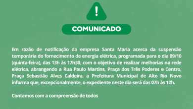 Comunicado de Alteração de Expediente – 09 de Outubro - Prefeitura Municipal de Alto Rio Novo - ES