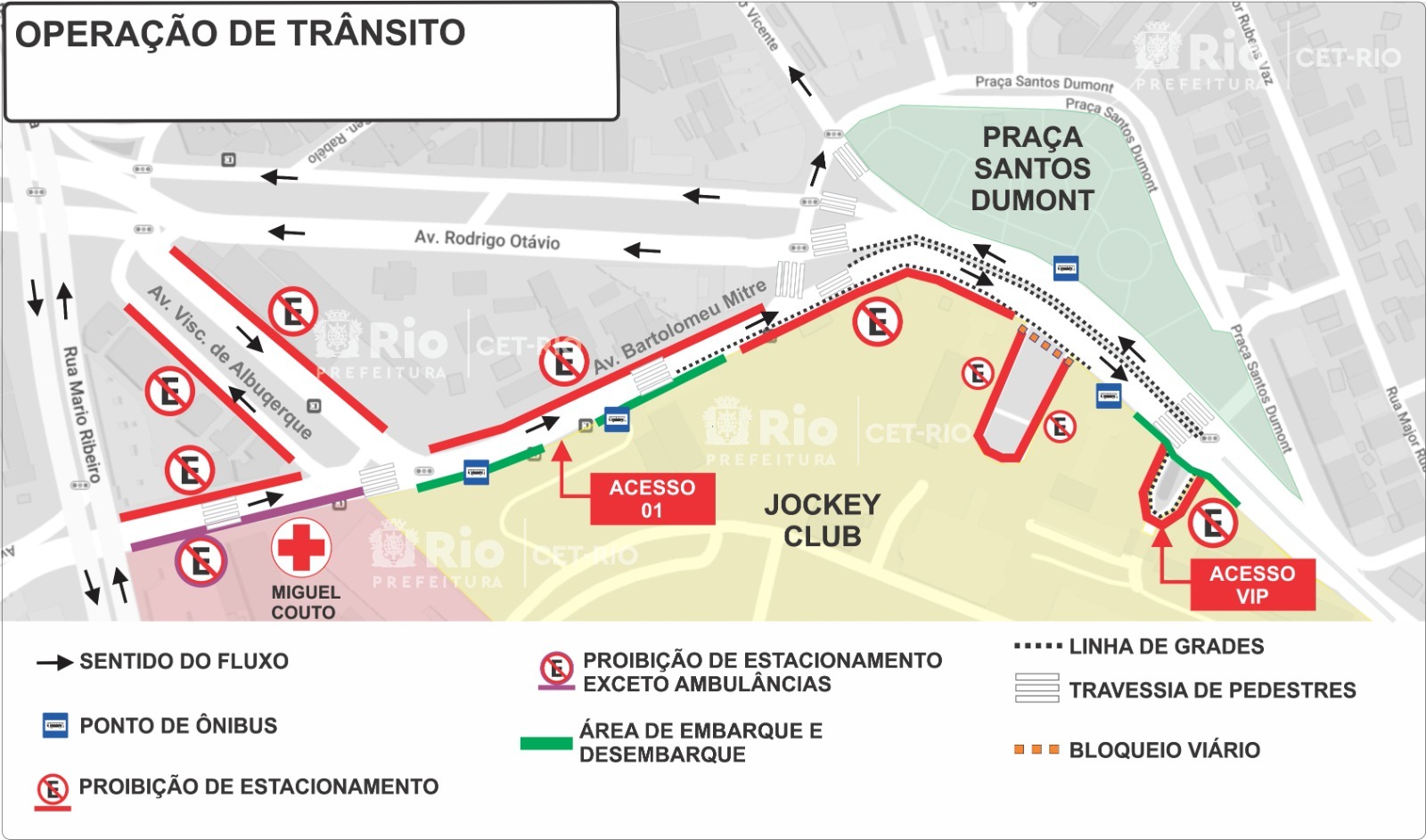 Estacionamento nas vias no entorno do Jockey Club será proibido partir de quarta-feira (29/10) - Prefeitura da Cidade do Rio de Janeiro